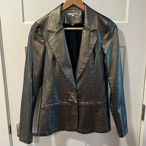 LA Made Metallic Dark Denim Blazer. Size S.